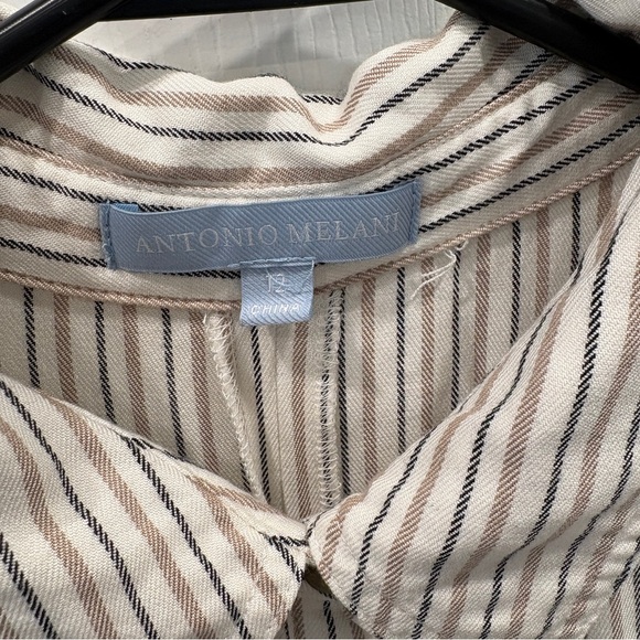 Antonio Melani Striped Collar Button Front Shirt Dress Size 12 - Picture 2 of 8